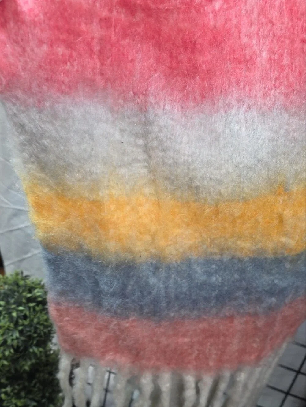 Multicolor Ombre Fringe Throw Scarf - Soft Gradient Home Accent